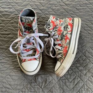 Converse Gray Dinosaur Hi Tops Sneakers Size 11 Kids